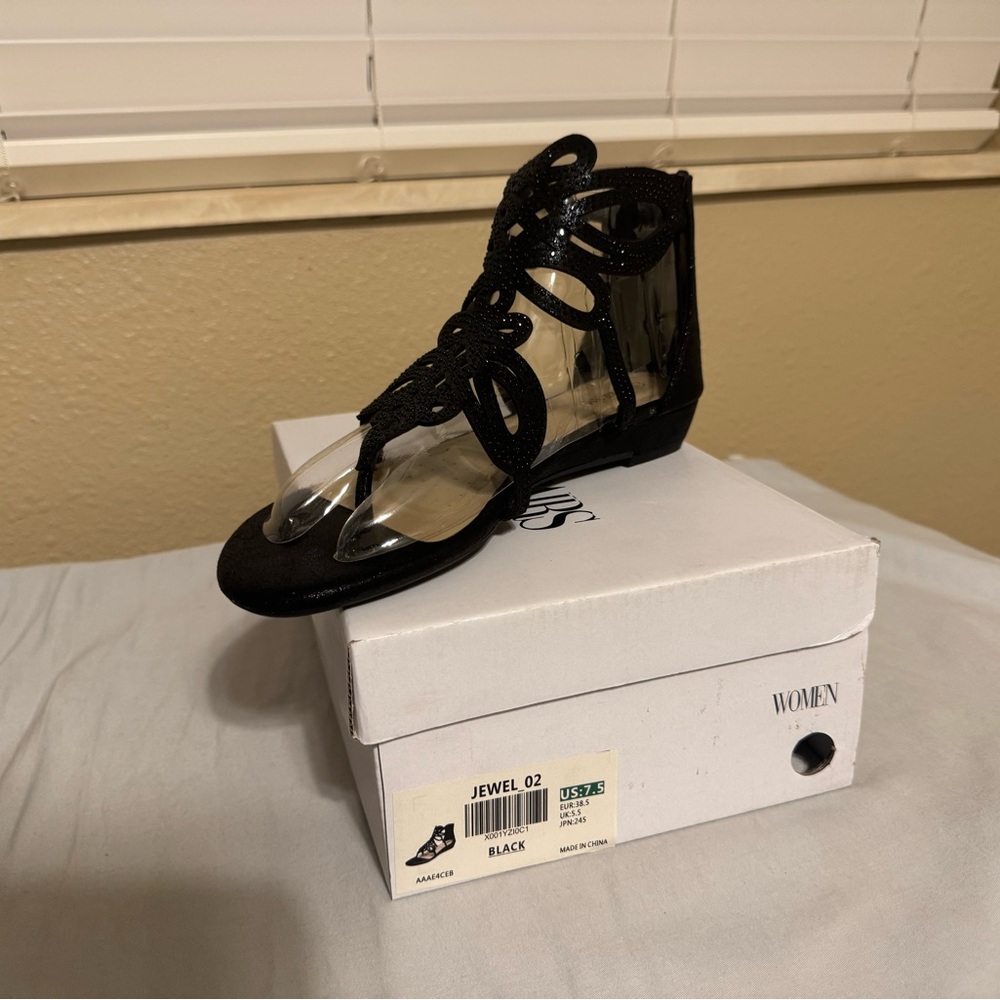 Black Lace-Up Sandals